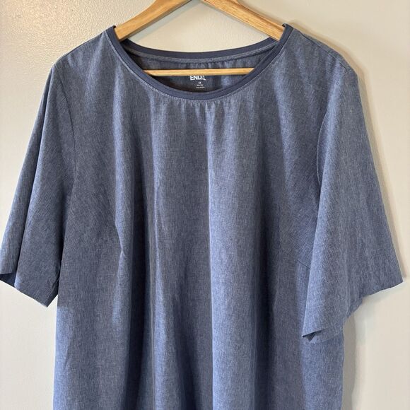 Lands End Womens Swim Top Blue Rash Guard Beach Cover Up Sz 2X - Picture 2 of 10